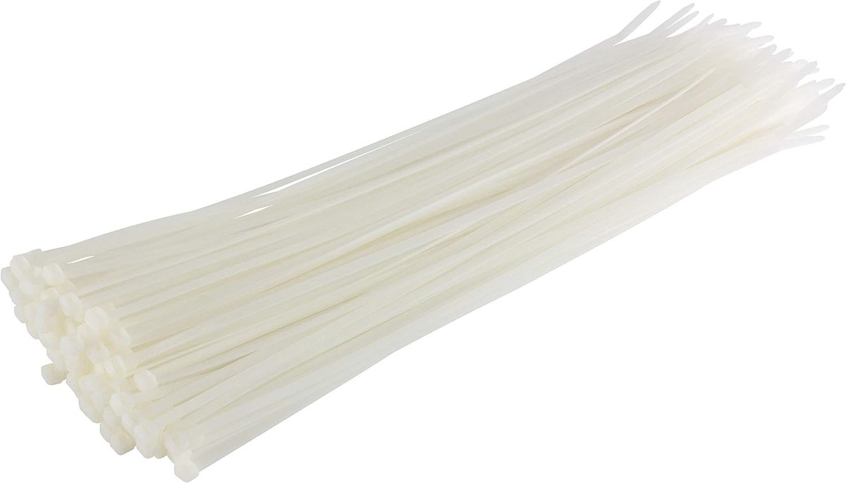 14 inch wit/doorzichtige ritsbanden, 100 pack, 50 pond sterkte, UV-bestendige lange nylon kabelbinders, zelfsluitende 14 inch stropdas wraps