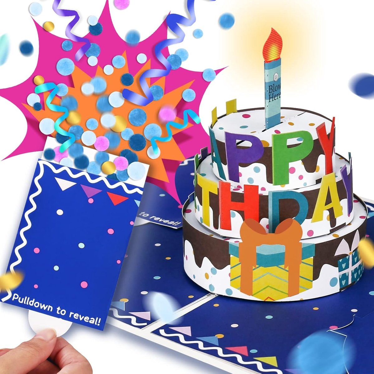 3D Pop-up Verjaardagskaart - Confetti Verrassing en Muziek - LED Verlichting - Met Handgemaakte Details - Voor Elk Moment