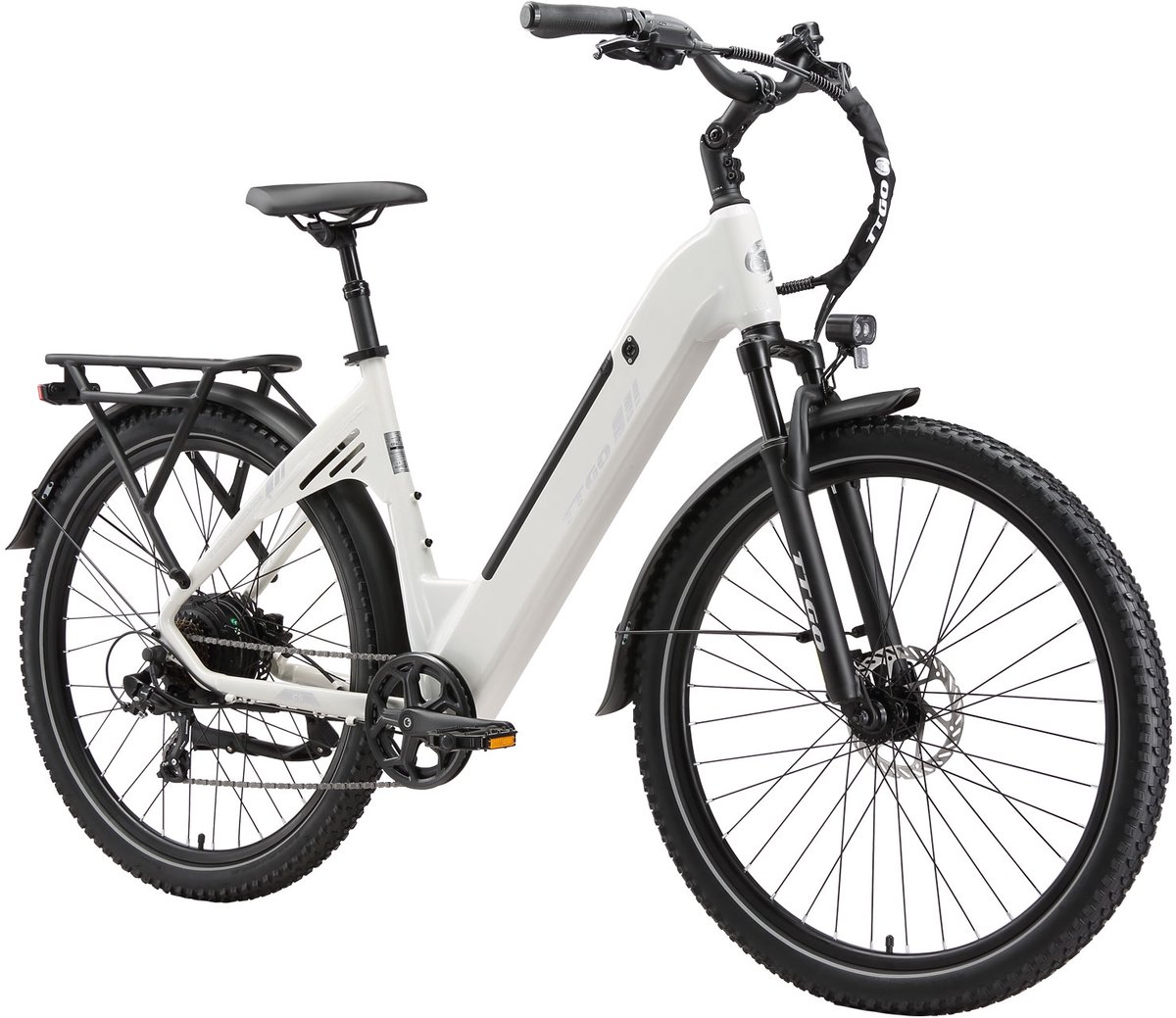 TTGO C5 Elektrische Fiets – 250W Motor – 48V 13.5Ah Accu – 90-110 km Bereik – 27.5"×2.4" Banden – Drievoudige Vering – Shimano 7s – Hydraulische Schijfremmen - Wit