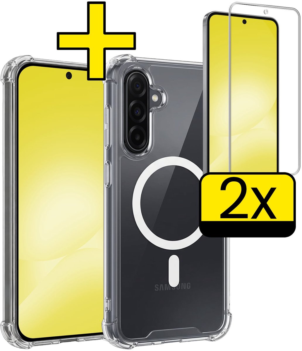 Hoesje - Met 2x Screenprotector - Geschikt voor Samsung Galaxy A56 - Magsafe Compatible - Sterk & Shockproof - Back Cover - Shock Proof Case - Telefoon Hoes - Telefoonhoesjes - Transparant