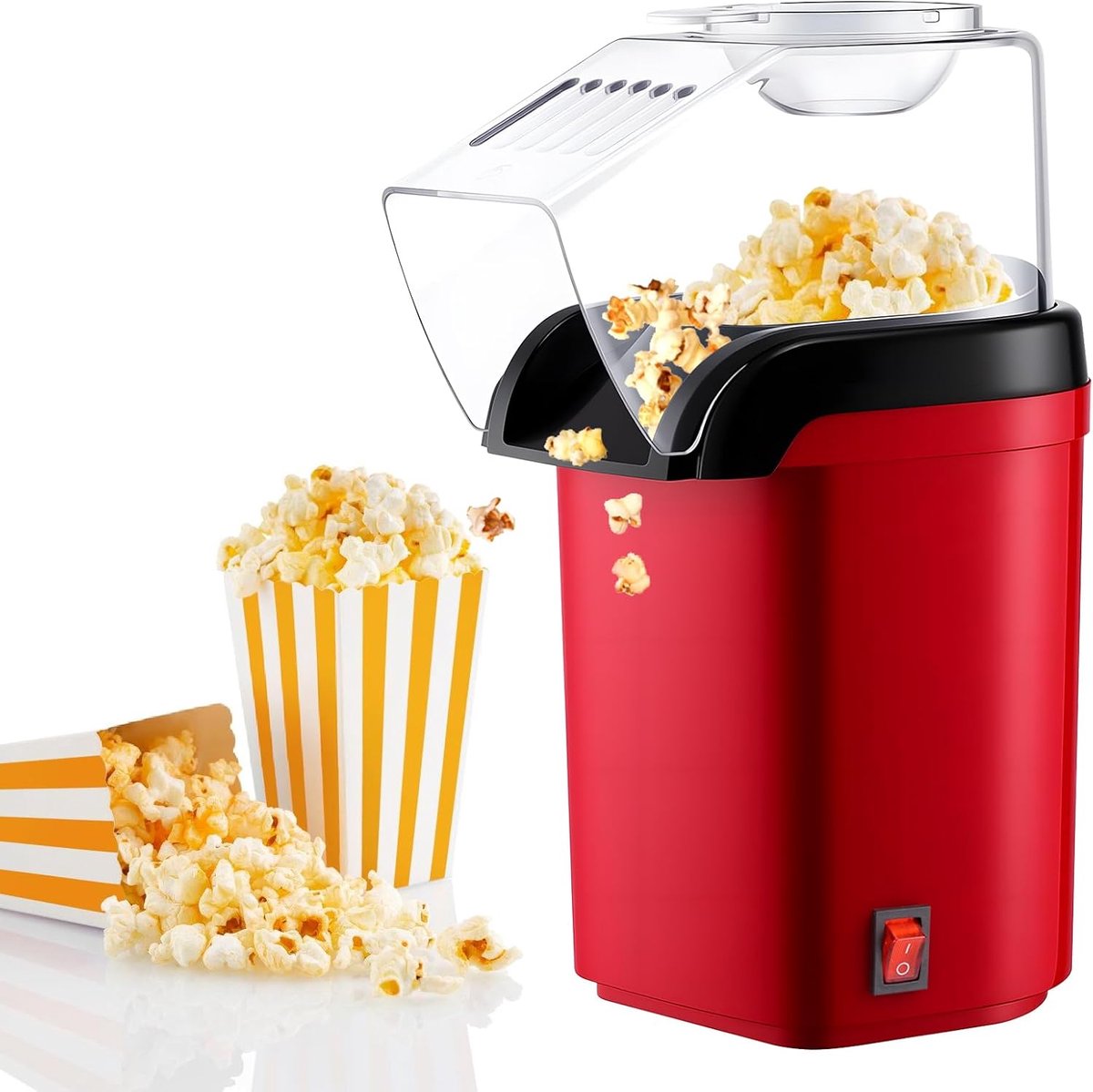 Heißluft Popcornmachine - Mini Olie - 1200W - 3 Minuten Snel - One-Touch Bediening - voor Thuis, Filmavond, Voetbal, Kerst, Feesten - 1 Stuk
