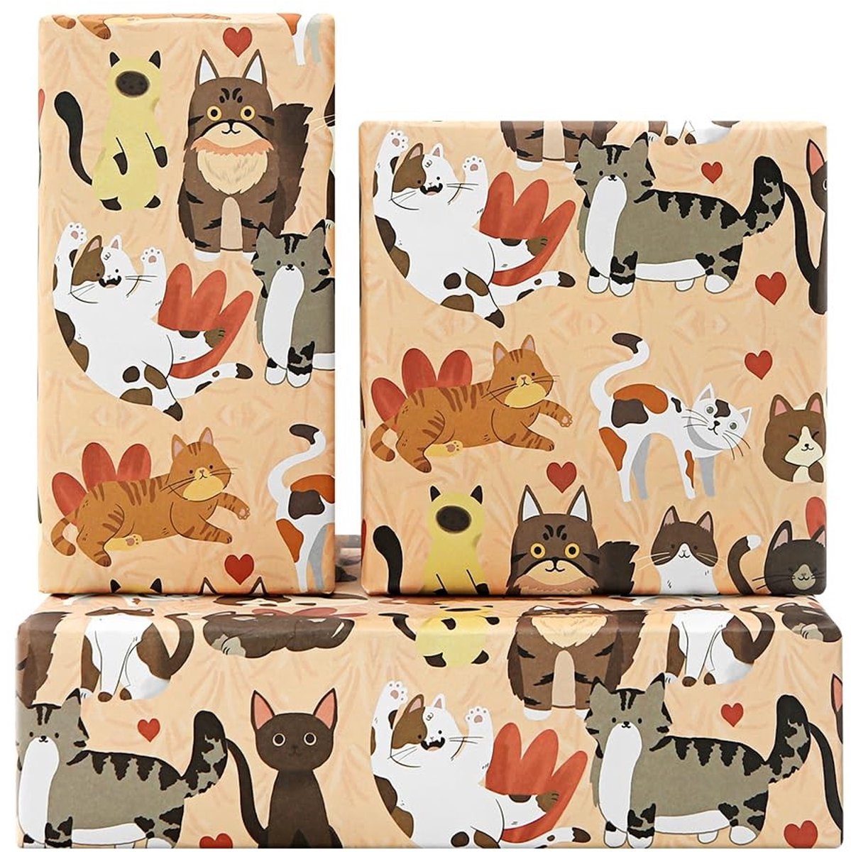 Dailygoods- Inpakpapier Verjaardag - Roze Kattenontwerp - 4 Vellen 50 x 70 cm - Cadeaupapier Kinderen - Babyshower - Grappige Omslag