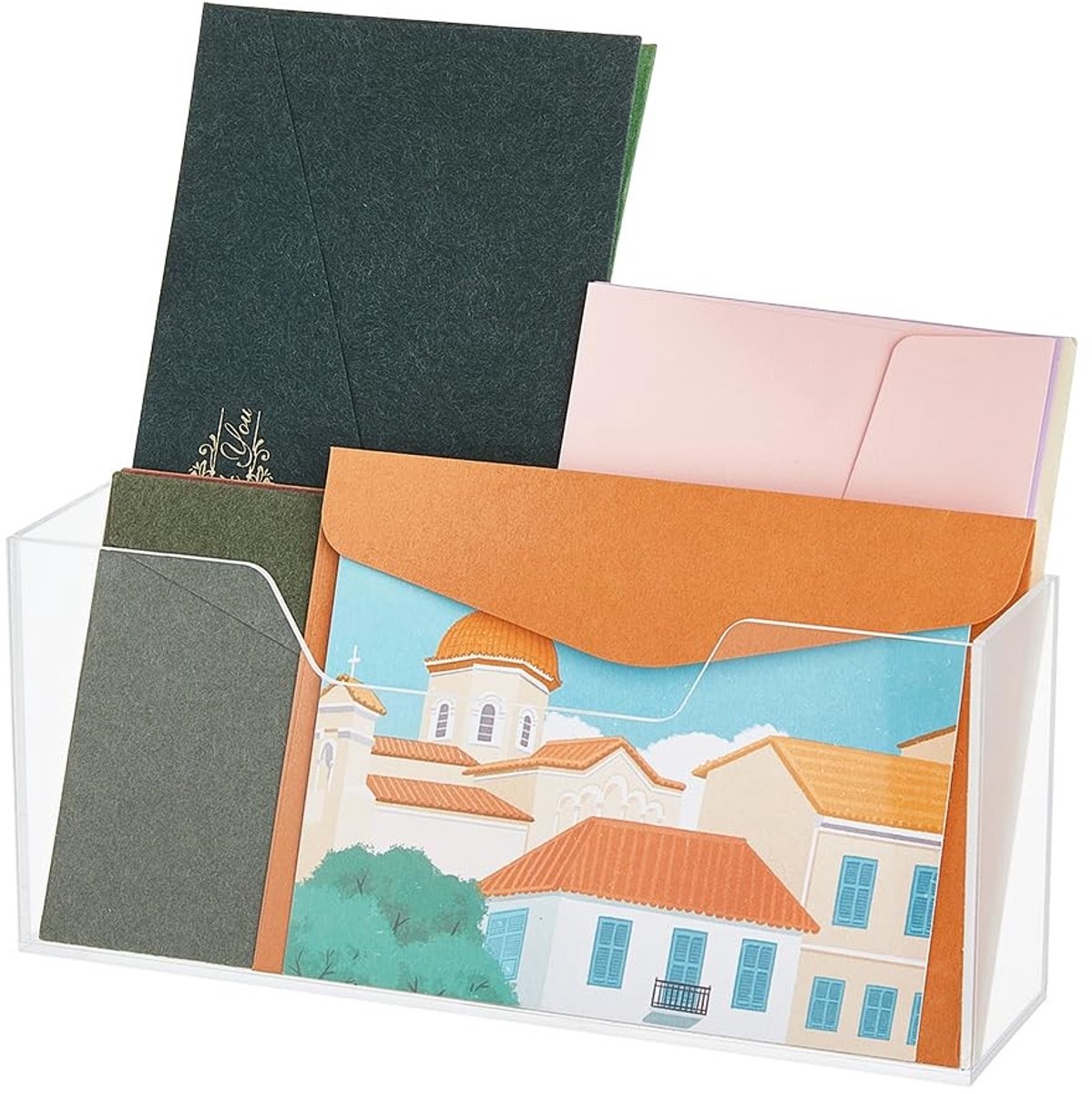 Dailygoods- Mailhouder Acryl - Tafelblad Organizer - Brievenstandaard - Posthouder - Brief Opslag - Luxe Transparant - Afmetingen 22,9 x 5,8 x 9,9 cm - Briefhouder