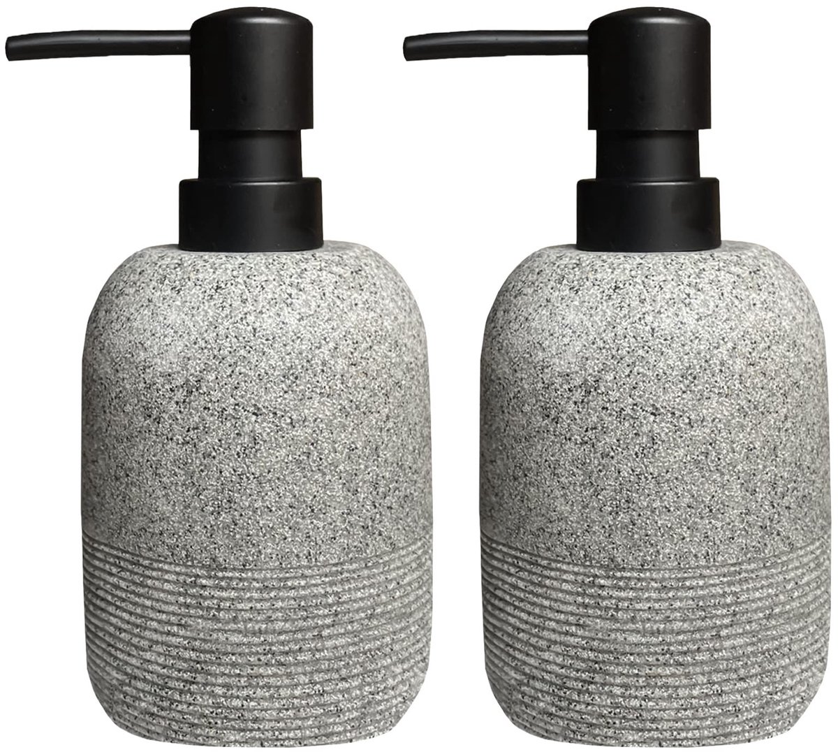 Dailygoods- Zeepdispenser Set 2 Stuks - Hars/Natuurlijk Zandsteen - Antikantel - Moderne Decoratie - Gemengde Zandkleur - Reliëf Lijnen - Handzeepdispenser