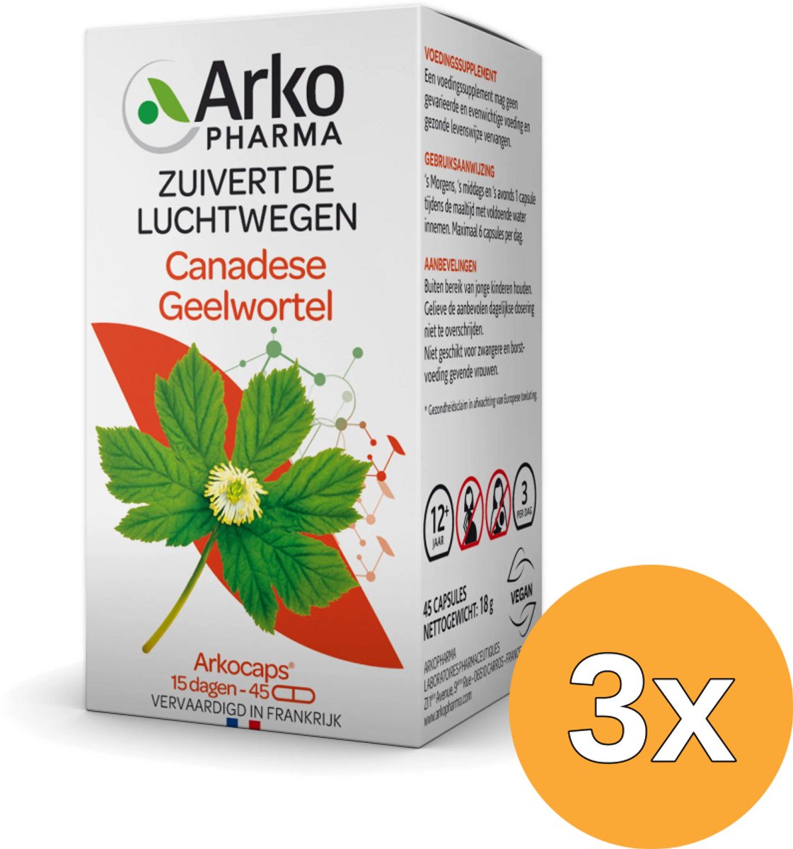 3x Arkocaps Canadese Geelwortel (45 capsules)