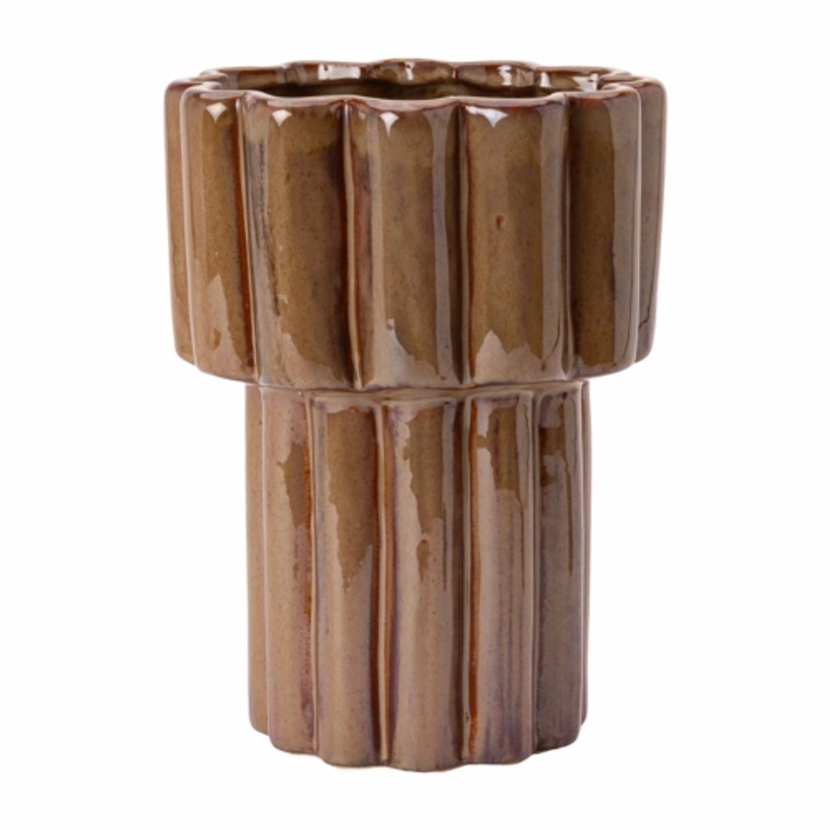 By fonQ Ceramic Vaas H26 cm - Brown Bruin