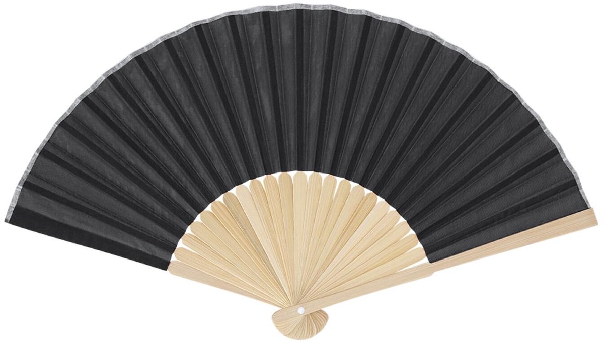 Bellatio Design Spaanse handwaaier - zwart - bamboe/papier - 38 x 21 cm - spaanse waaier - festival waaier