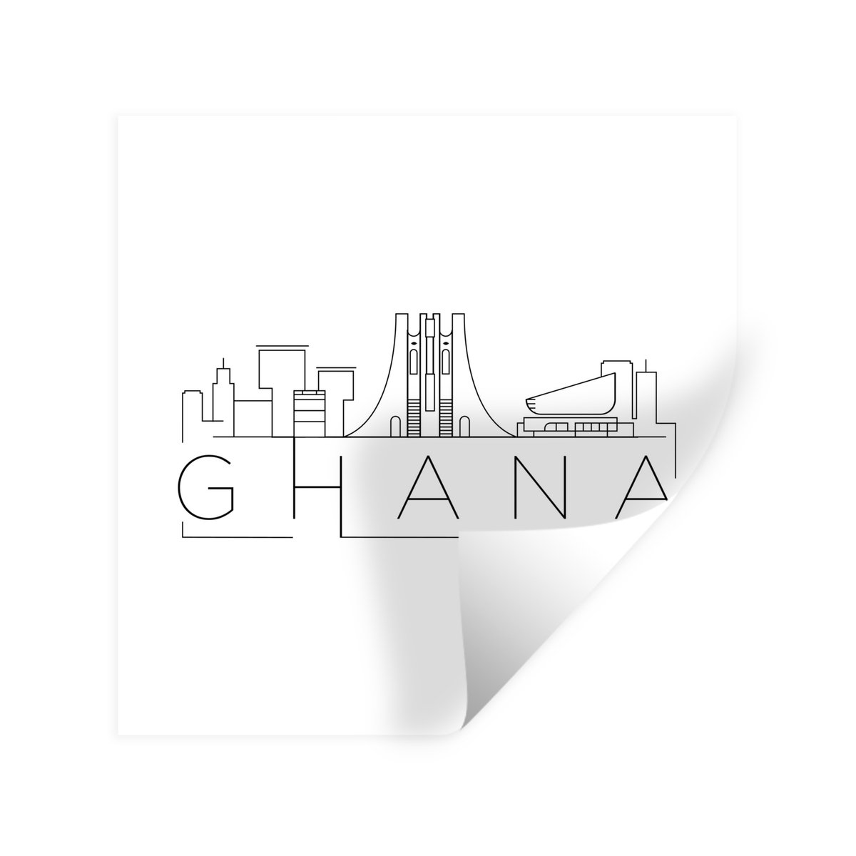 Muurstickers - Sticker Folie - Skyline "Ghana" wit - 30x30 cm - Plakfolie - Muurstickers K