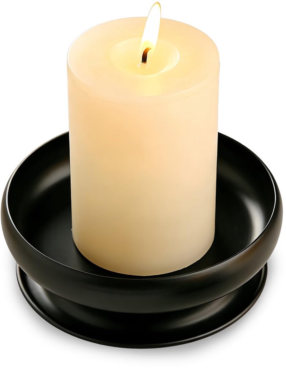 Kandelaar Ø 10 cm - Elegante decoratie voor bruiloft, Kerstmis, woonkamer, adventskrans, feesten, verjaardagen, communie en doop - zwart