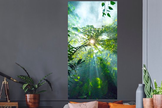 Stickers muraux - Le soleil qui brille à travers les forêts d'une forêt tropicale en Malaisie - 80x160 cm - Film adhésif