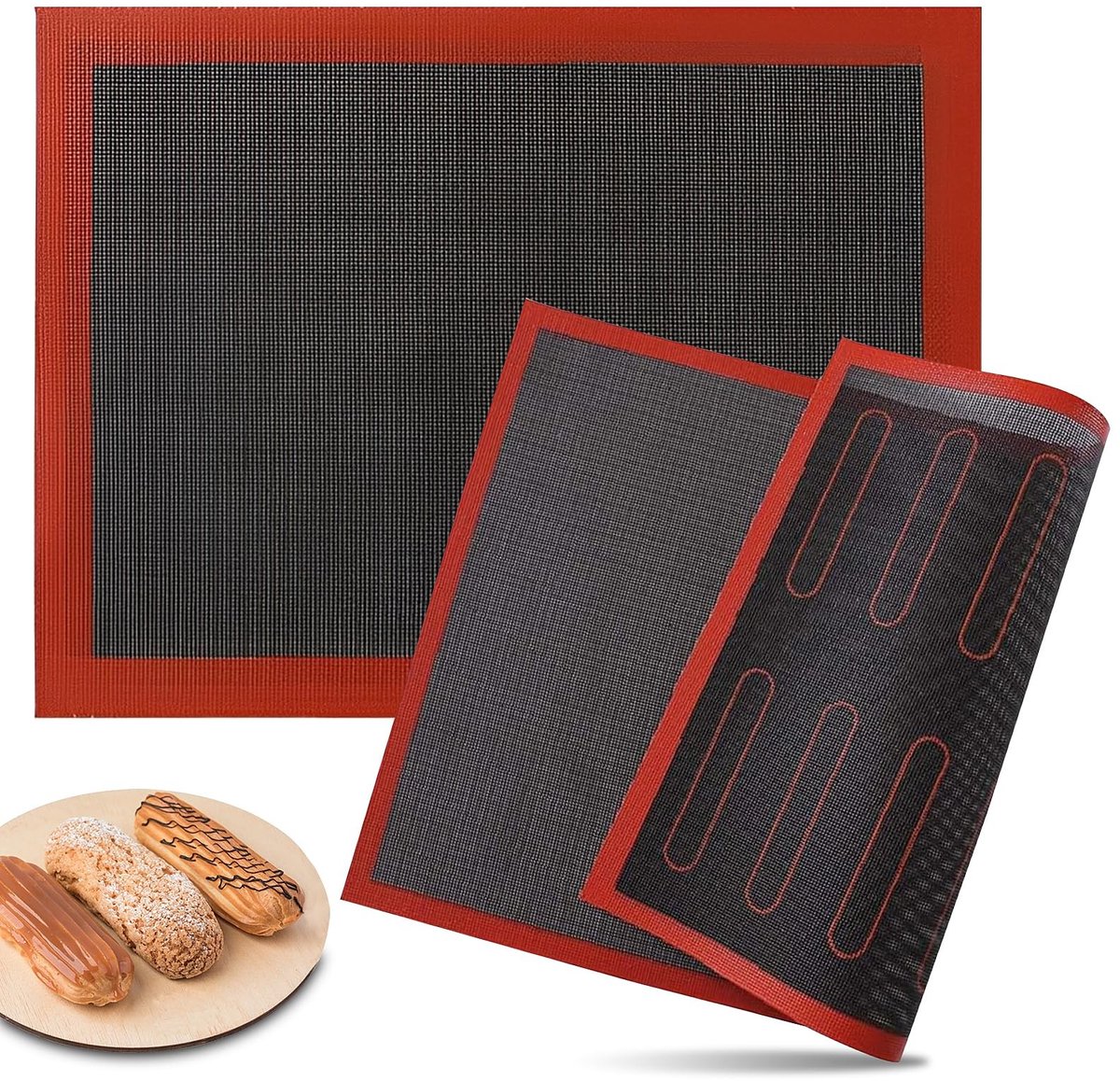 Dailygoods - 2 Stuks Siliconen Bakmat 40 x 30 cm - Anti-Aanbak, Duurzaam en Herbruikbaar - Siliconen Oven Antislip Mat voor Puffs, Koekjes, Brood, Gebak, Pizza