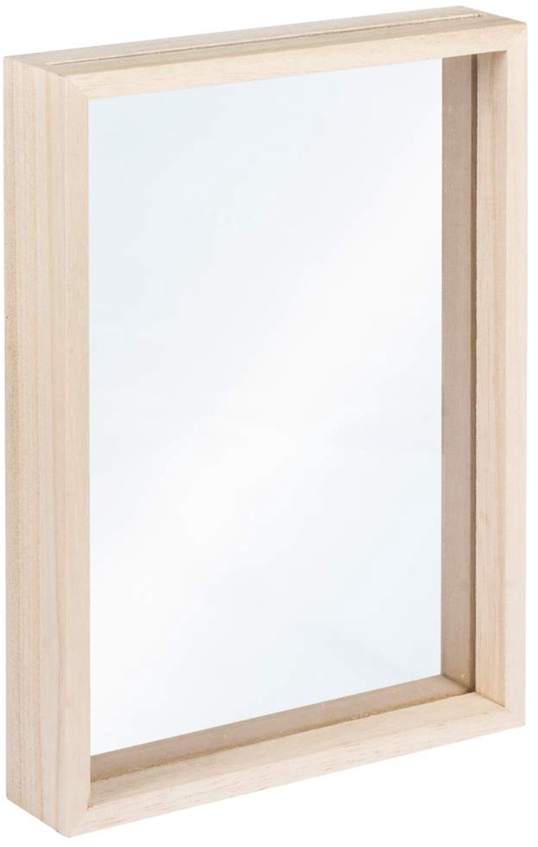 62840505 Houten lijst om te plaatsen, natuur, 16 x 22 x 3,5 cm, massief hout met dubbele acrylschijf, fotolijst, fotolijst, houten lijst FSC-gecertificeerd, groot