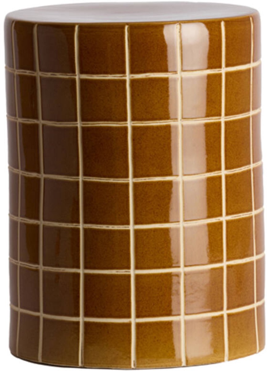 Light & Living MAUCHO bijzettafel keramiek cognac crème Ø33x44 cm - Light & Living Bruin