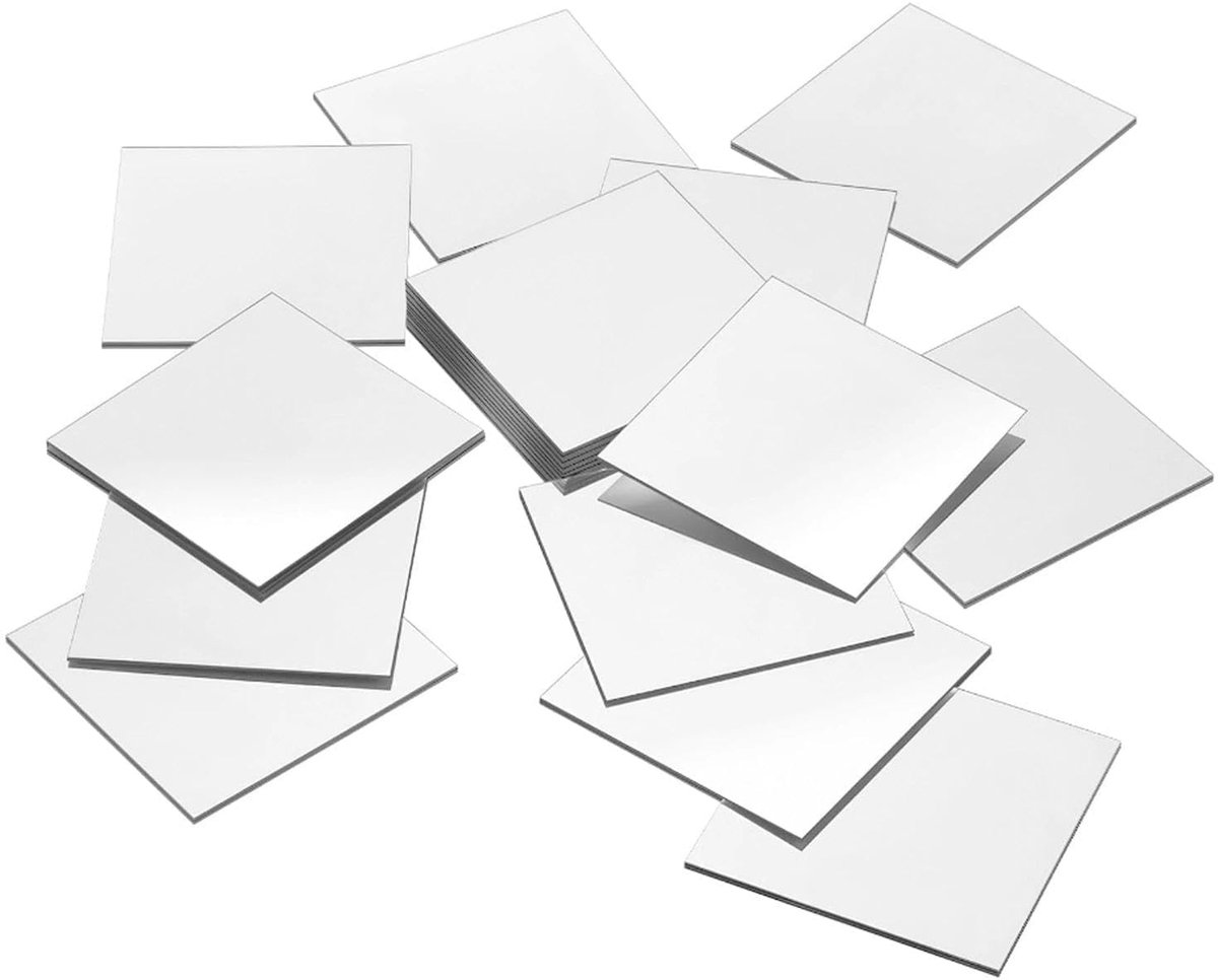 Spiegels, 10 x 10 cm, zelfklevende spiegel, kleine spiegel, flexibele frameloze spiegels, voor doe-het-zelvers, muur, tafel, keuken, badkamer
