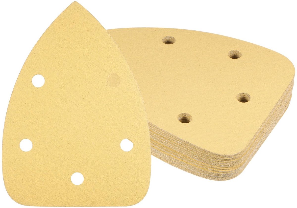 Dailygoods- Schuurpapier Set 18 Stuks - Driehoekig 150mm - Klittenband - Aluminiumoxide - Geschikt voor Hout en Metaal - Diverse Korrelgroottes - Schuurpads
