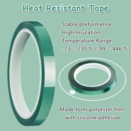 tape, 4 stuks, 10 mm x 33 m, kaptontape, hoge temperatuur, isolatietape, polyimide tape, sublimatie, hittebestendig, hoge temperatuur tape — afbeelding 2