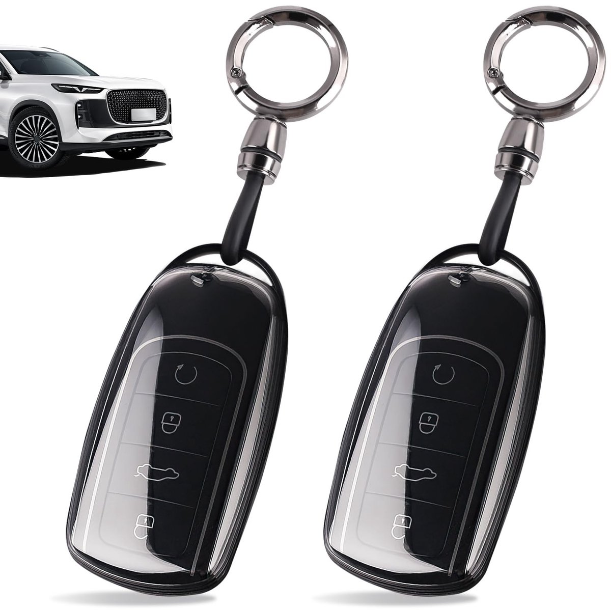 Dailygoods- Autosleutelhoes Zacht TPU - Sleutelhangeraccessoire - Compatibel met Chery Omoda 5 - Tiggo 8 Pro/8 Plus - Robuuste Bescherming - Elegant Design - Sleutelhanger
