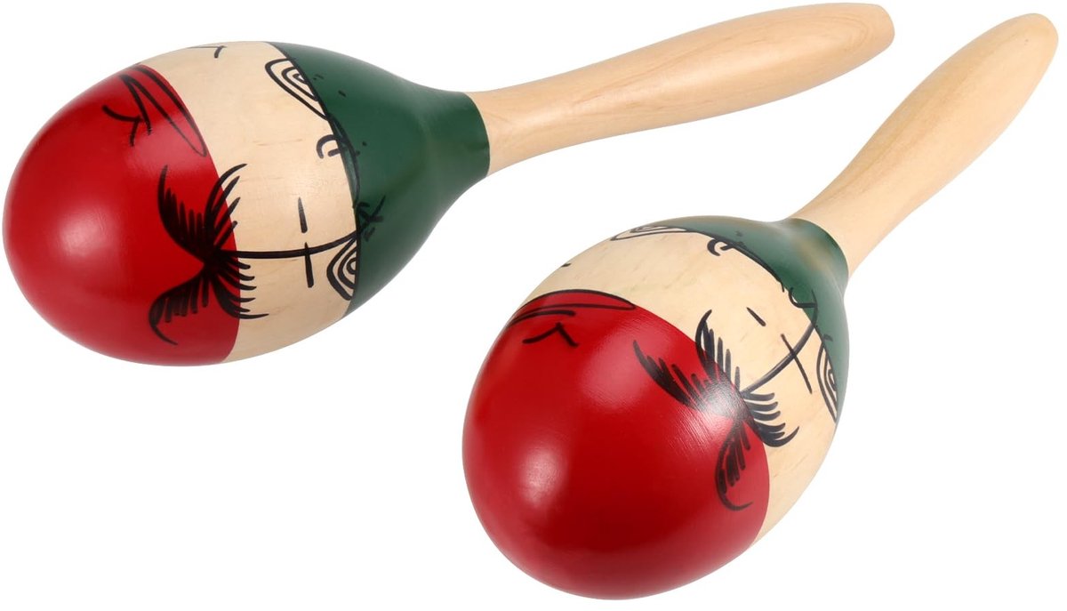 Dailygoods- Maracas - 4 stuks - Houten Percussie-instrumenten - 24 x 6 cm - Geschilderde Shakers - Helder Geluid - Professionele Afwerking
