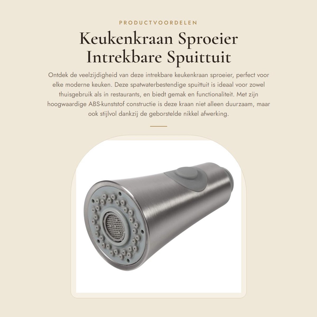 Dailygoods- Sproeier Hoogwaardig Roestvrij Staal - Intrekbare Keukenkraan - Douchekop met 2 Functies - Geschikt voor Keukenglijslangen - Krasbestendig en Corrosiebestendig