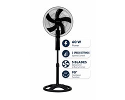 Asir - Staande Ventilator/Fan - 100% ABS - 50 x 50 x 145 cm