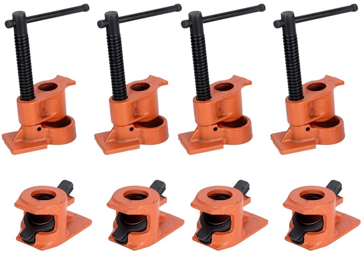 Dailygoods- Buisschroefklemmen 4 stuks - H-stijl Klemmen - Robuust Gietijzer - Verlengde Handgreep - Veilig Bevestigen - Geschikt voor Werkbank