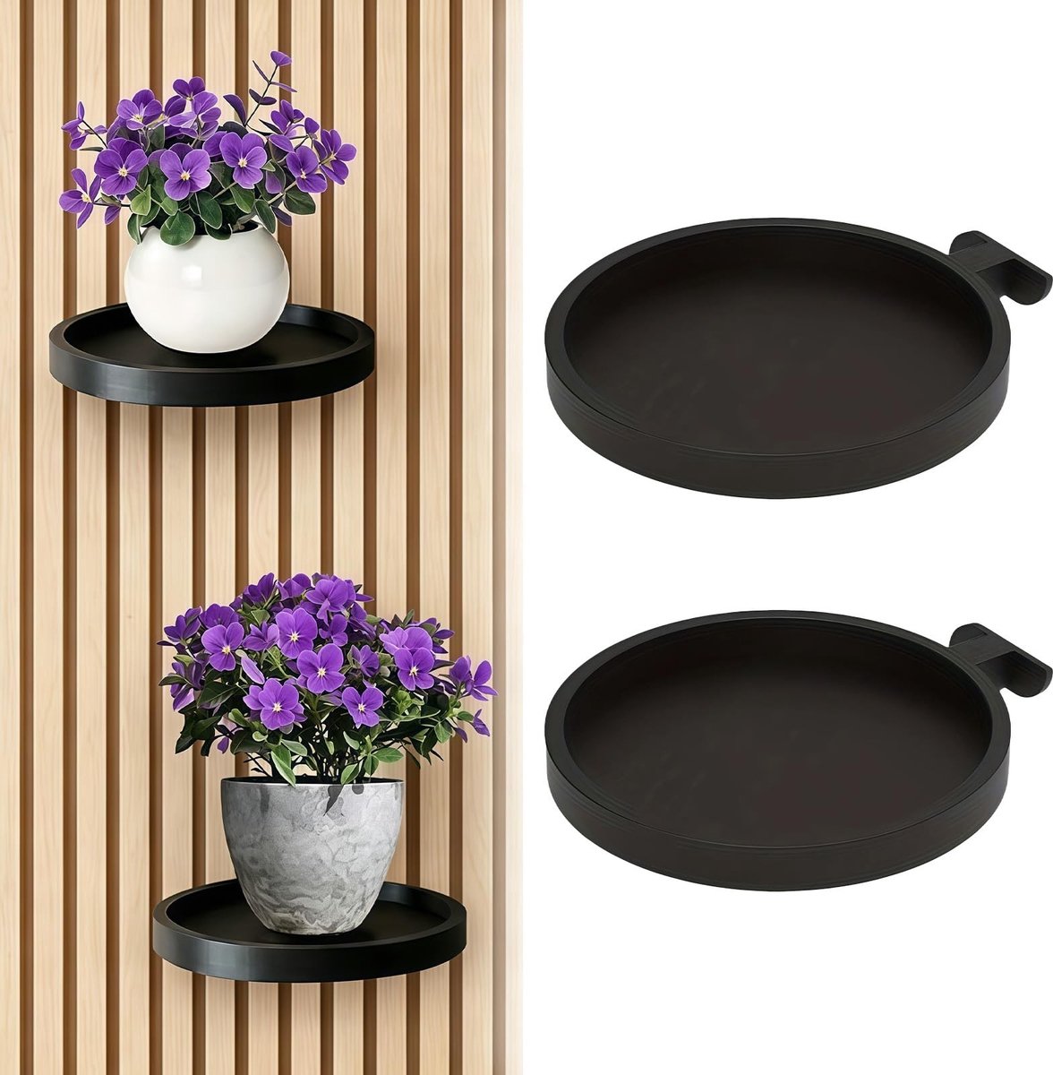 Dailygoods- Akoestische Panelen - Geluidsisolatie - Wanddecoratie - Plantenhouder - Clip-in Houder - Eenvoudige Montage zonder Boren - 2 Stuks