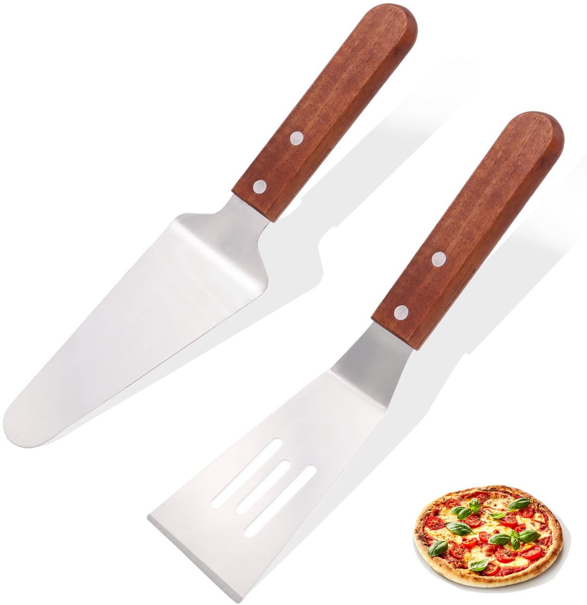 Handvat Pie Server en Cake Server Set Roestvrij Staal Set Voor Snijden En Serveren Desserts, Brownies
