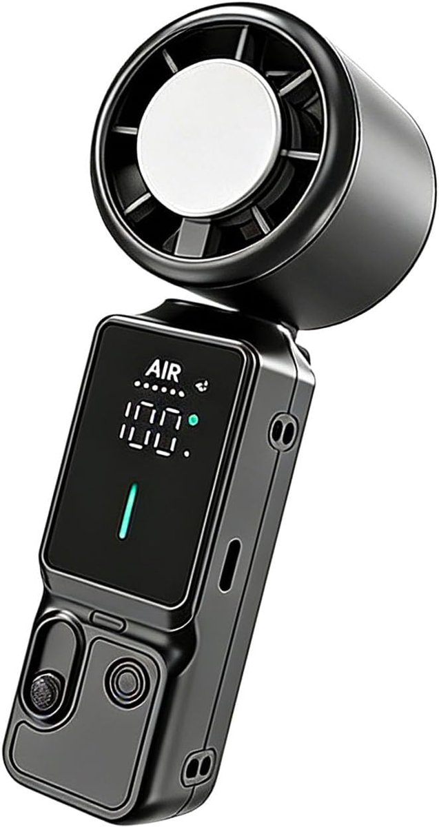 LISM-Draagbare ijsventilator met hoge luchtstroom en snelladen, ideaal voor op reis, tijdens het sporten en voor woon-werkverkeer.