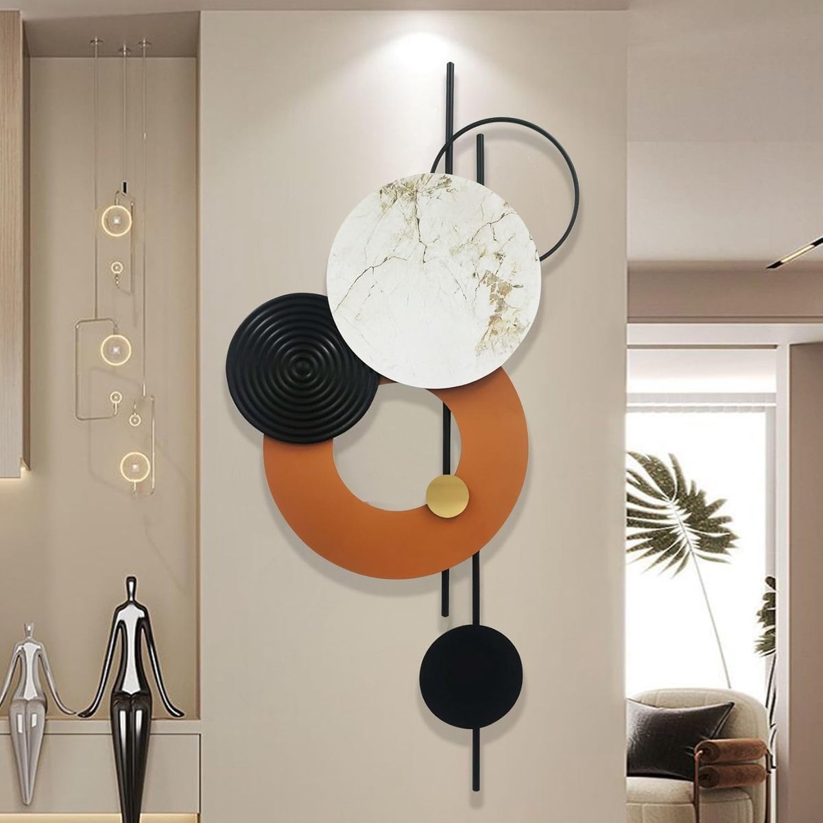 Wanddecoratie, moderne wanddecoratie, woonkamer, wanddecoratie, metaal, 3D, wandfoto's, grote wanddecoratie, rond, boho, wandsculpturen, hal, decoratie voor thuiskantoor, slaapkamer, kleine