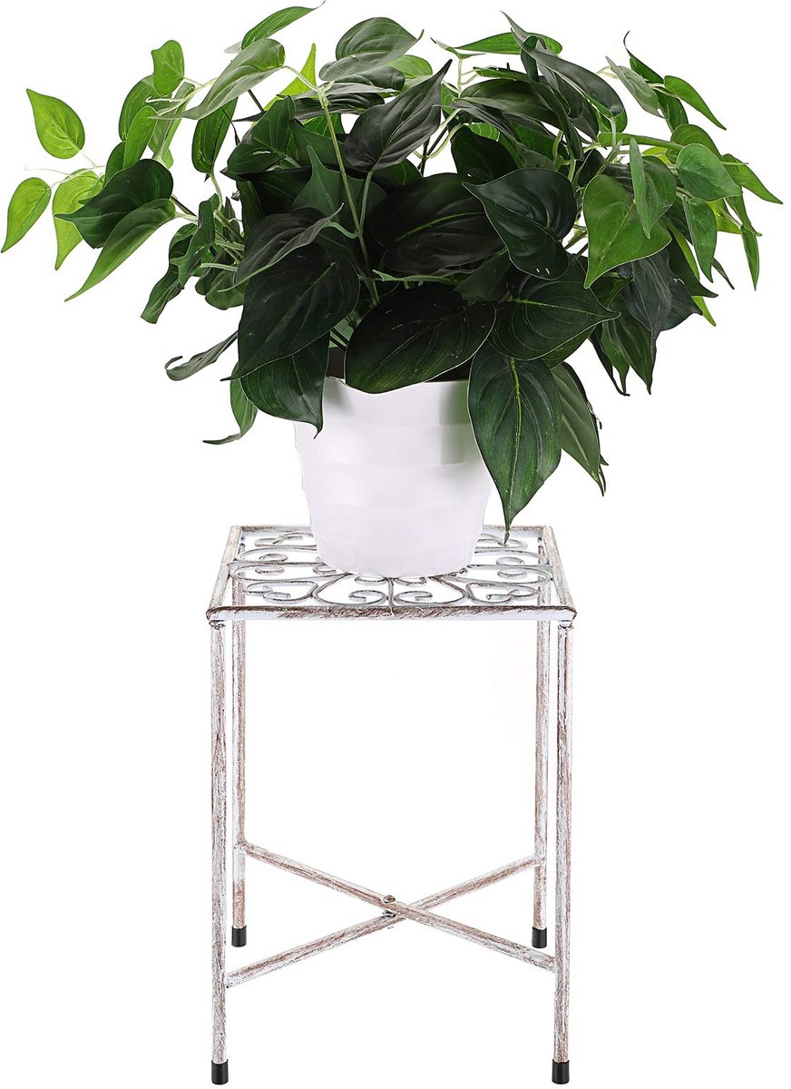 Plantenstandaard, distressed wit (niet inclusief plant)