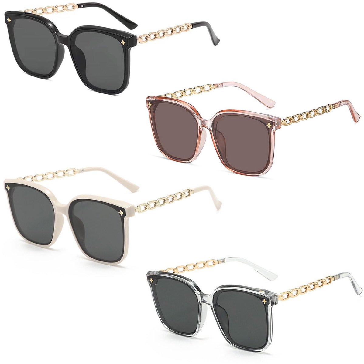 Grote Zonnebril, Vintage Trendy Klassieke UV400 Oversized Eyewear, Dames Meisjes Funky Grote Vierkante Frame Coole Zonnebril Voor Strandvakanties