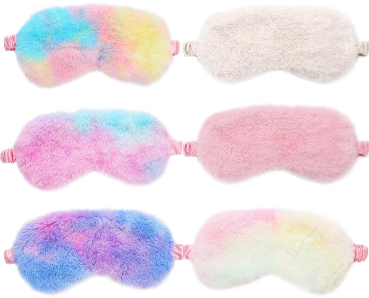 Dailygoods- Oogmasker Kinderen - 6 Stuks - Zacht Pluche - Effectieve Lichtblokkering - Reisaccessoire - Elastische Band - Ademend Materiaal - Slaapmasker