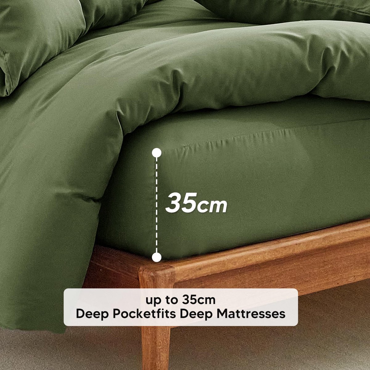 4-Delige Dekbedovertrek Set 220x240cm + Hoeslaken 160x200x35cm En 2 Kussenslopen 65x65cm In Microvezel – Effen Beddengoed In Olijfgroen Voor Natuurlijke Stijl