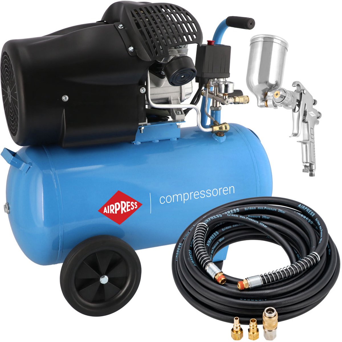Compressor met accessoires - Airpress HL 425-50 + set verfspuit en luchtslang