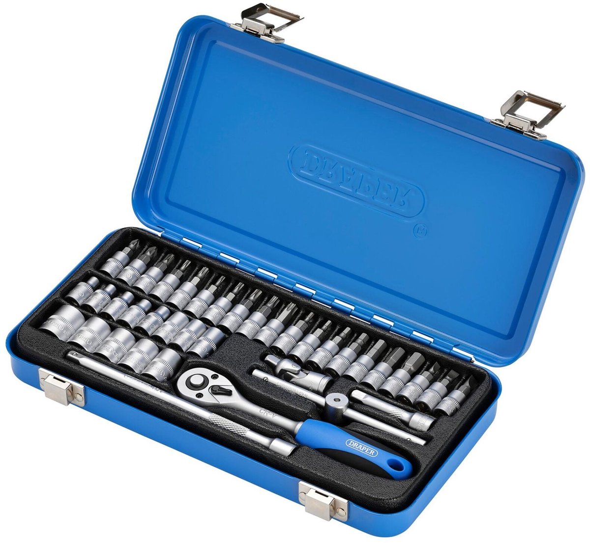 Draper 1/4" doppenset met ratel en bitset, 38-delig
