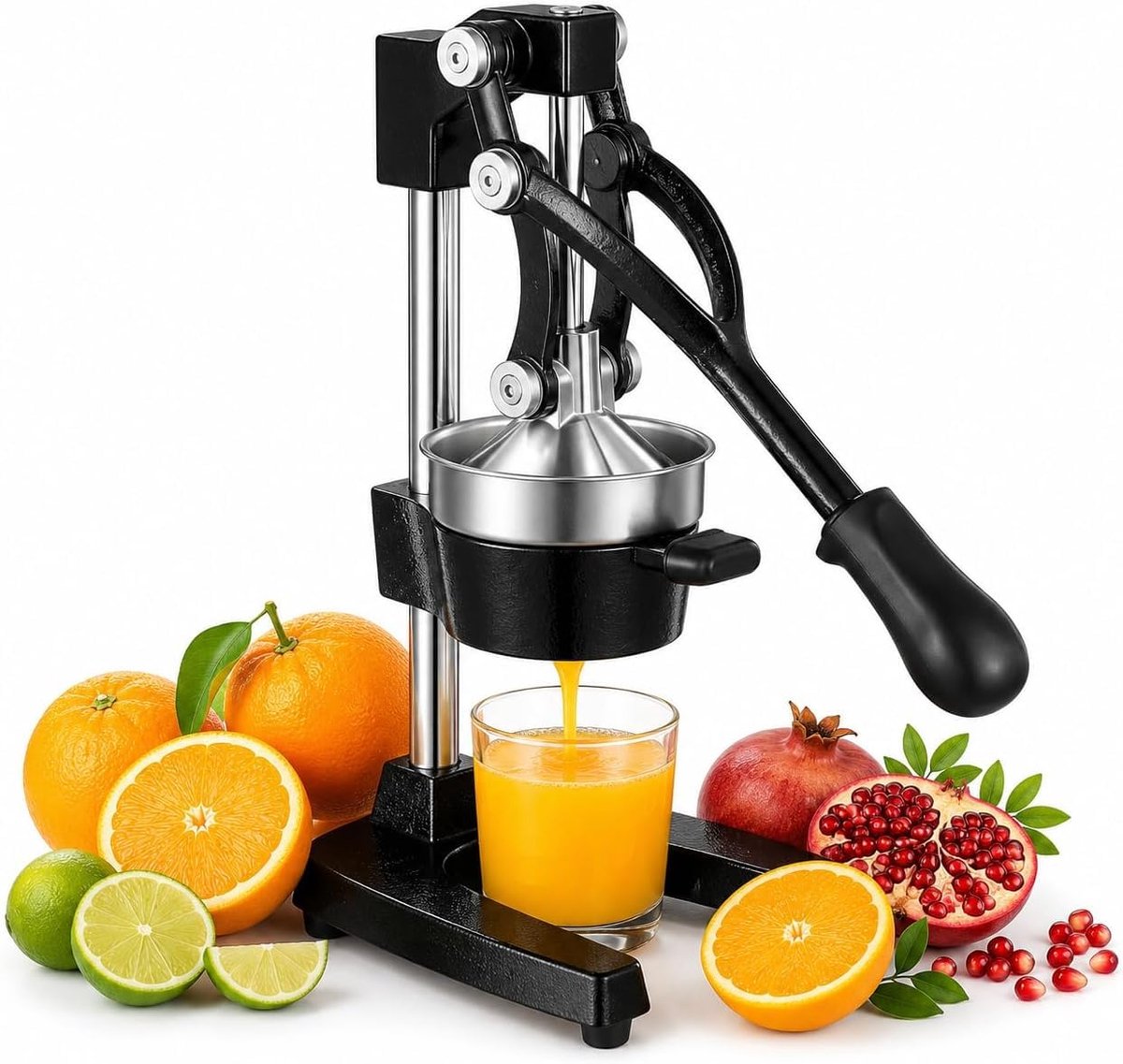 Citruspers Handmatig met Hendel Moeiteloos Sinaasappelpers 98% Sapopbrengst Stil Koudpersen Behoudt Originele Smaak Citroenpers & Limoenpers Premium Handpers Vaatwasserbestendig