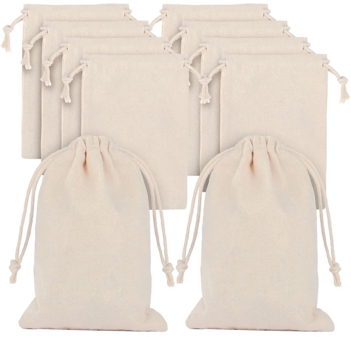 Aucuu Aucuu 10 stuks kleine katoenen tassen met trekkoord, 20 x 15 cm schilderset mini geldzak kinderen verjaardagsfeestje geschenkzakken voor vakantie, bruiloft, feest, Kerstmis