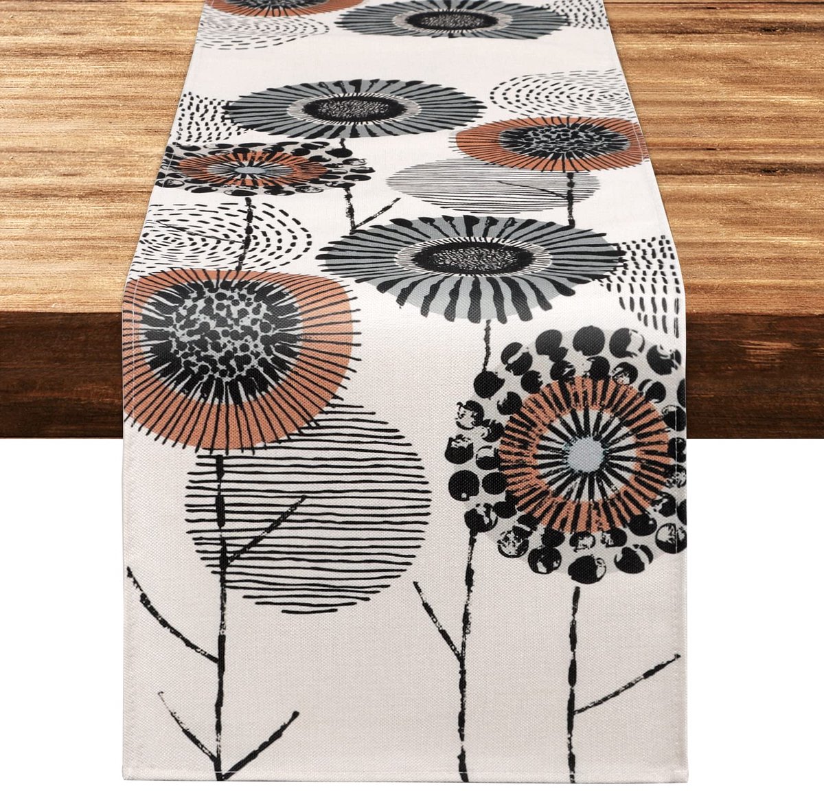 Moderne Vintage Bloemen Linnen Tafelloper - 30x180 cm