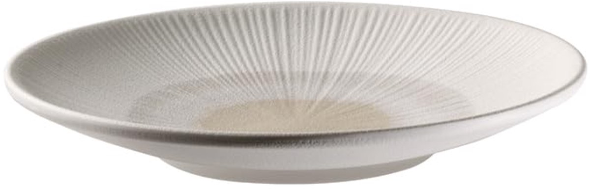 85503 bord - LUSH- Ø 21 cm, H: 3 cm, melamine wit/beige