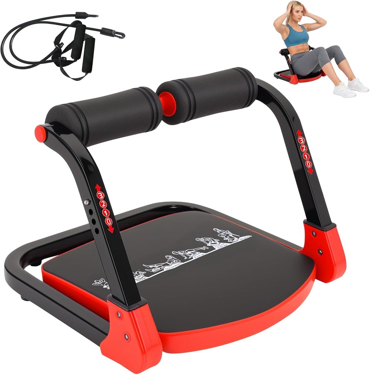 Buikspierbank - Sit Up Trainer - Thuis Fitness - Opvouwbaar Ontwerp - Tot 110kg - Zwart