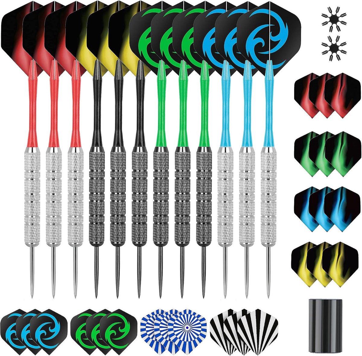 Professionele Darts Set - Multi-kleurige Schachten - 18 gram - Metalen Dartpijlen met Extra Accessoires - Voor Beginners en Gevorderden