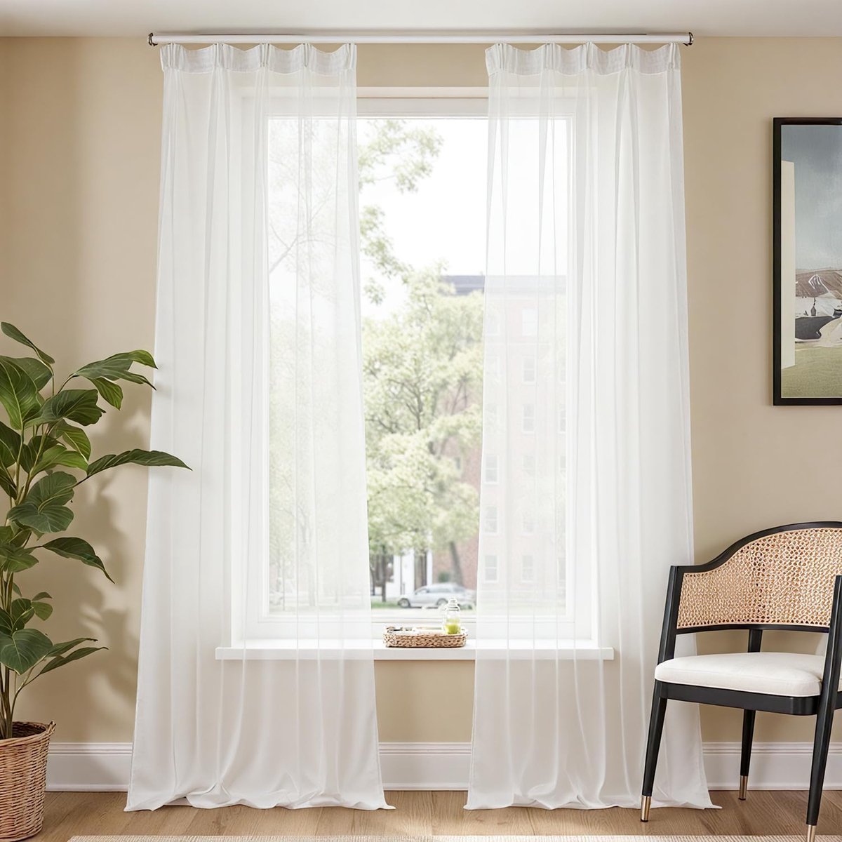 Gordijnen met plooiband - transparante gordijnen - 260 x 140 cm - set van 2 gordijnen - woonkamer - moderne gordijnen - slaapkamer