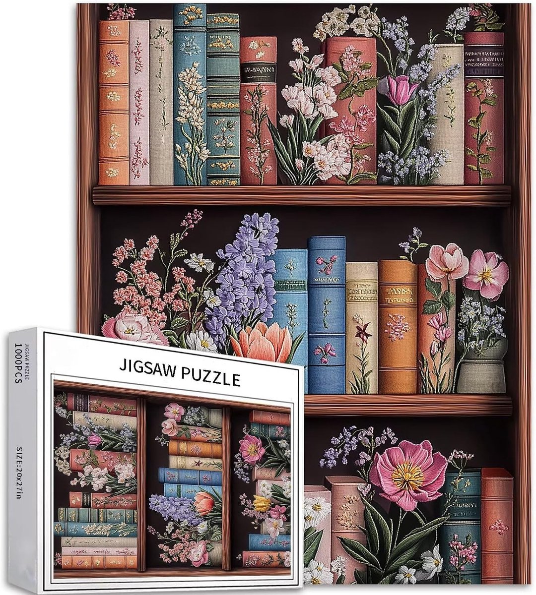 Legpuzzel - Boek - 1000 Stukjes - Kunstzinnige Bloemenprint - Voor Volwassenen