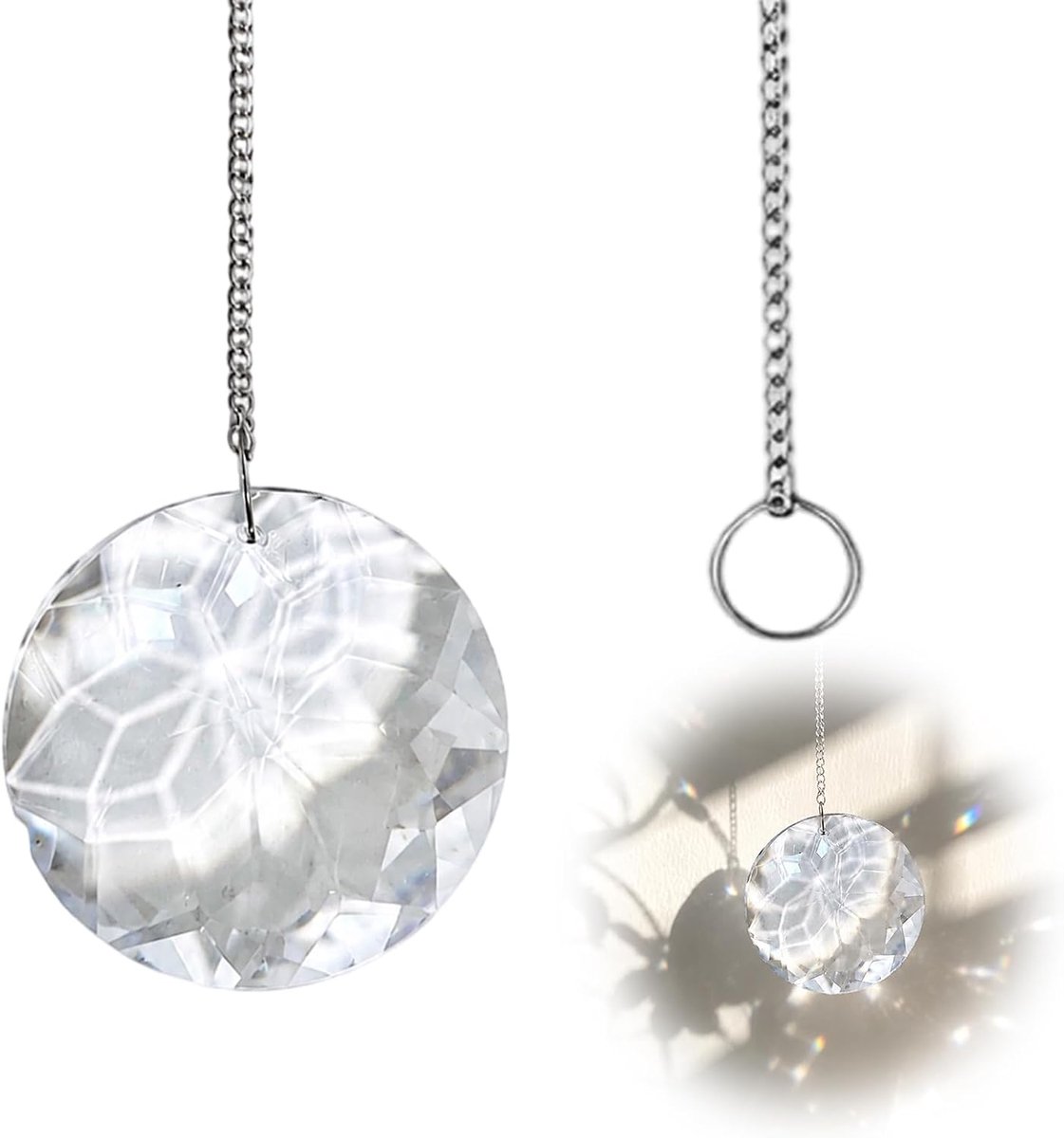 Zonnevanger, regenboog, gefacetteerd, raamdecoratie, reflecties, rond, transparant kristal voor huis, tuin, balkon, koord inbegrepen, kroonluchter, lichtgevende decoratie, 4,6 cm