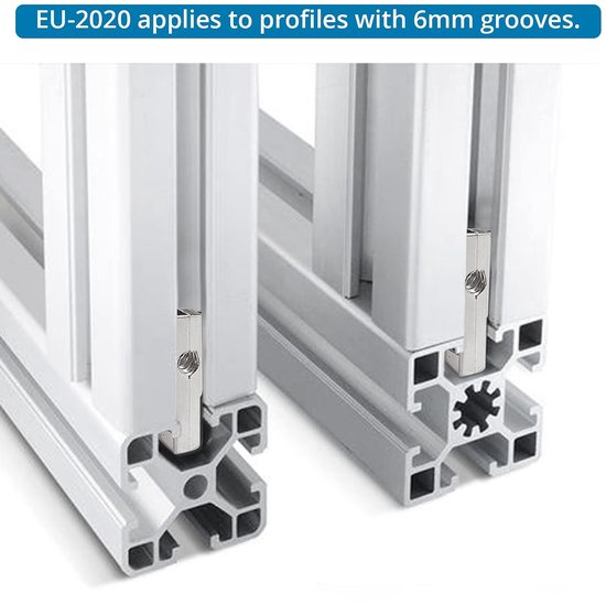 Set van 10 T-beugels voor binnen - Aluminium profiel 2020 - Groef 6 M4 - Buitenhoek van zinklegering - 90° klemmen - L-vorm - Binnenhoekconnector - Connector — afbeelding 3
