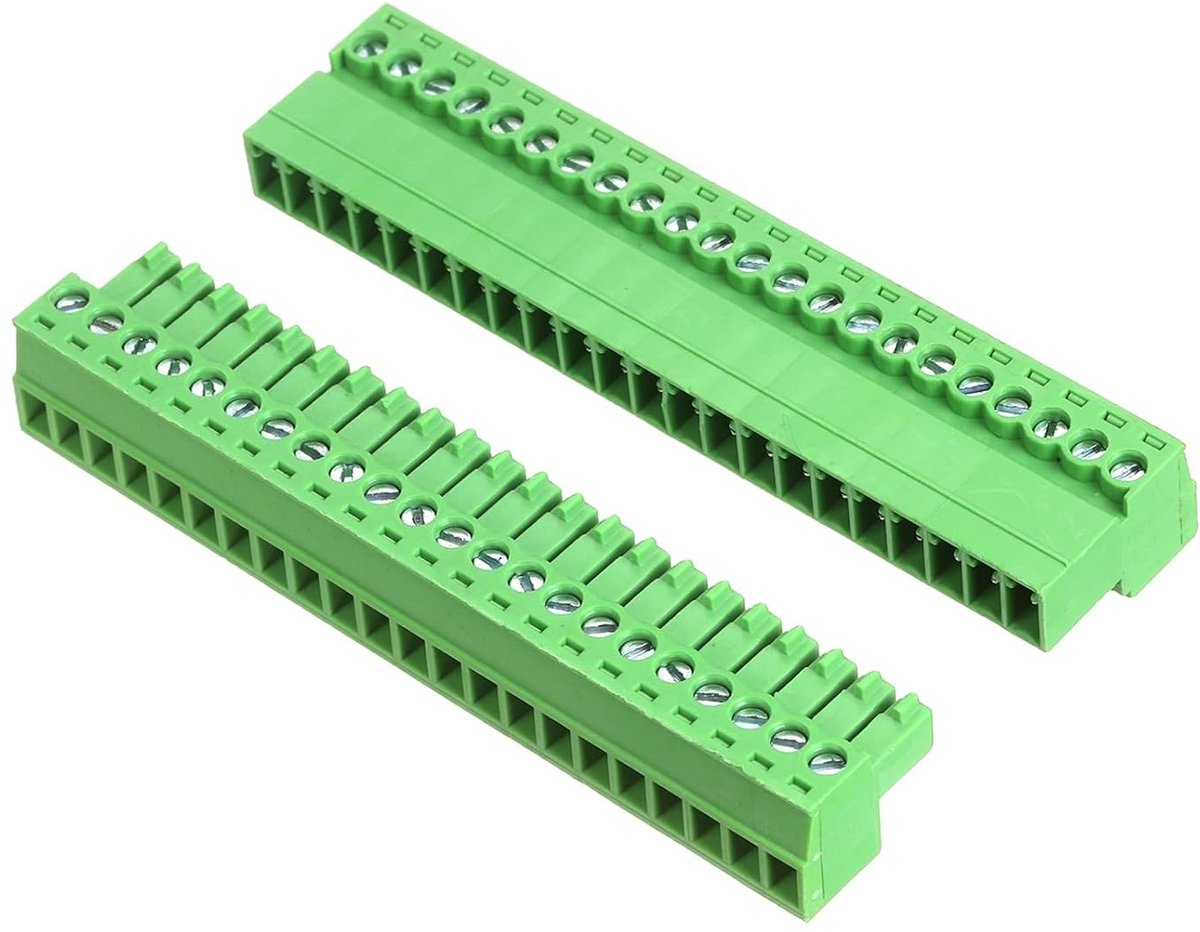 1 x set aansluitklemmen, printplaatmontage, 22-polig, 3,5 mm, rechthoekige stekker voor audio- en elektronische modules, doe-het-zelfkabel.