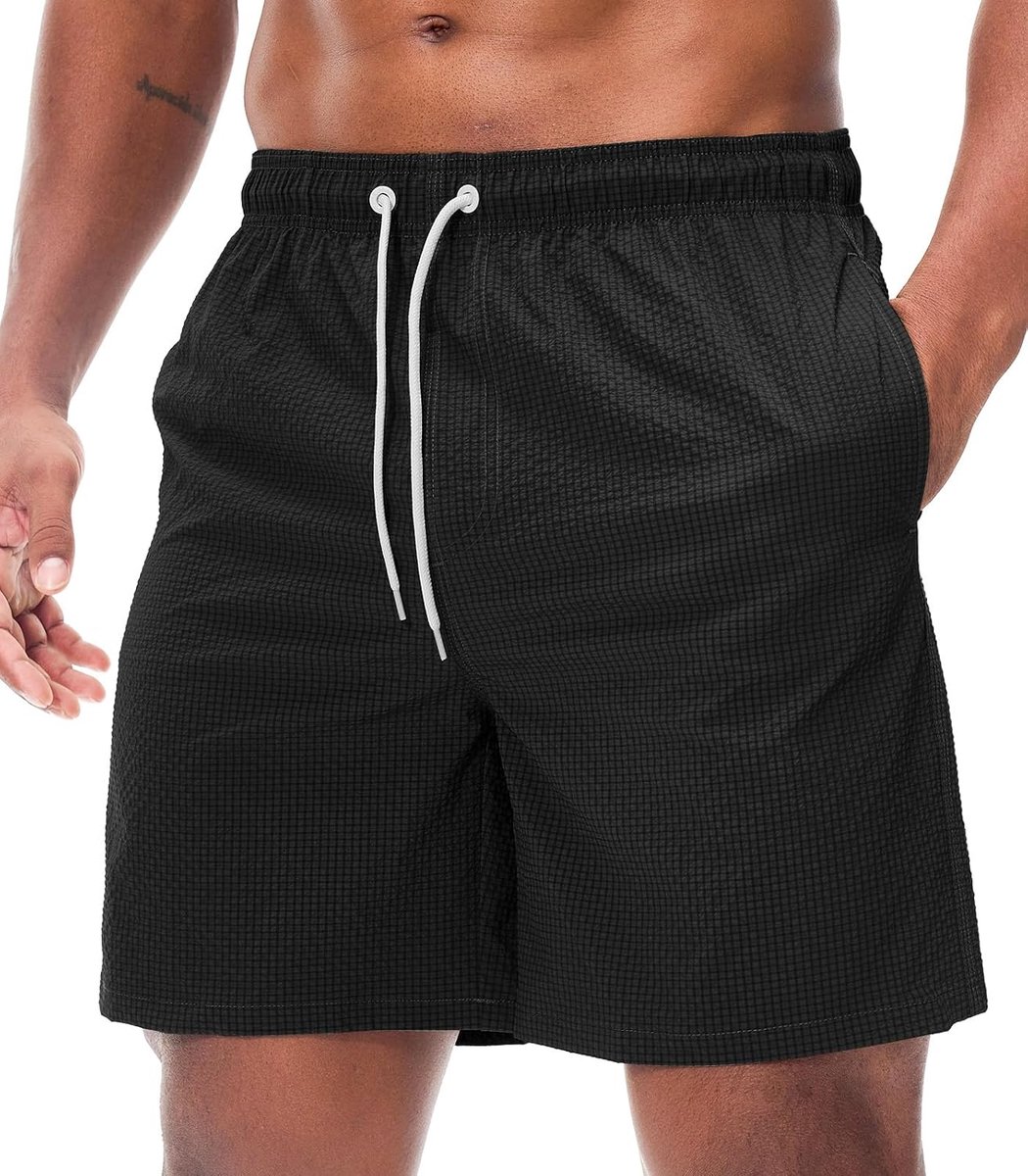 Zwembroek voor heren, 14 cm, Seersucker strandshorts, sneldrogende badpakken