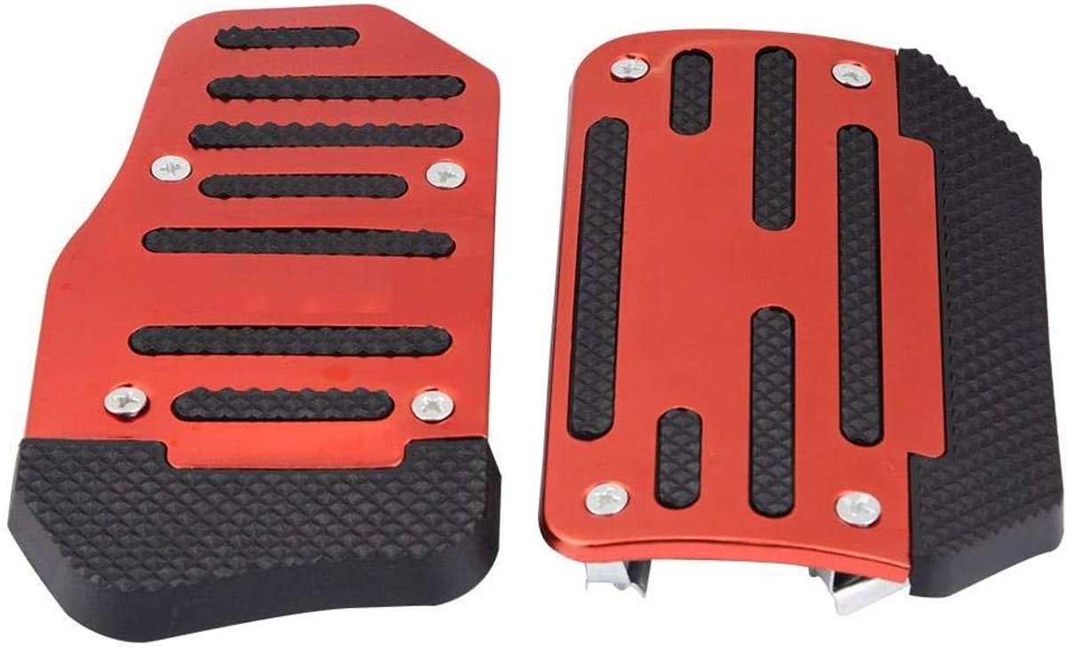 Universele rempedaal en gaspedaal afdekkingen, aluminiumlegering antislip pads voor auto rempedaal en gaspedaal, AT automatische transmissie voertuigwijziging default rood