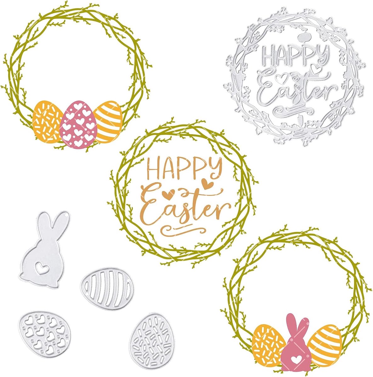 5 stuks paasstansvormen, hazeneieren, stanssjablonen set, voor scrapbooking, fotopapier, kaarten, knutselreliëf, doe-het-zelf productie