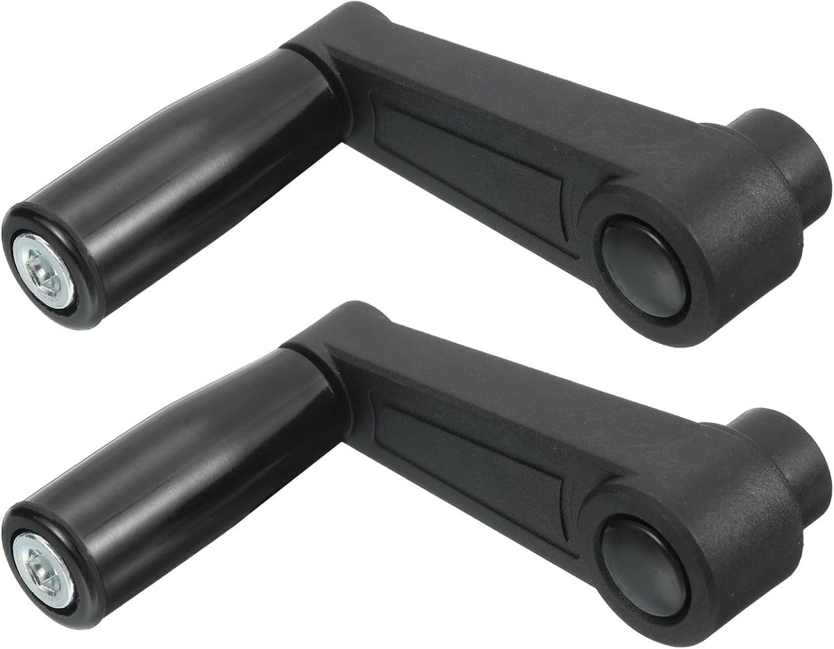 2 stuks 8 x 85 mm (diameter x lengte) draaibaar handwiel machinekrank, universele draaikrank, vervanging voor industriële draaimachine, slijpmachine, zwart (vierkant gat)